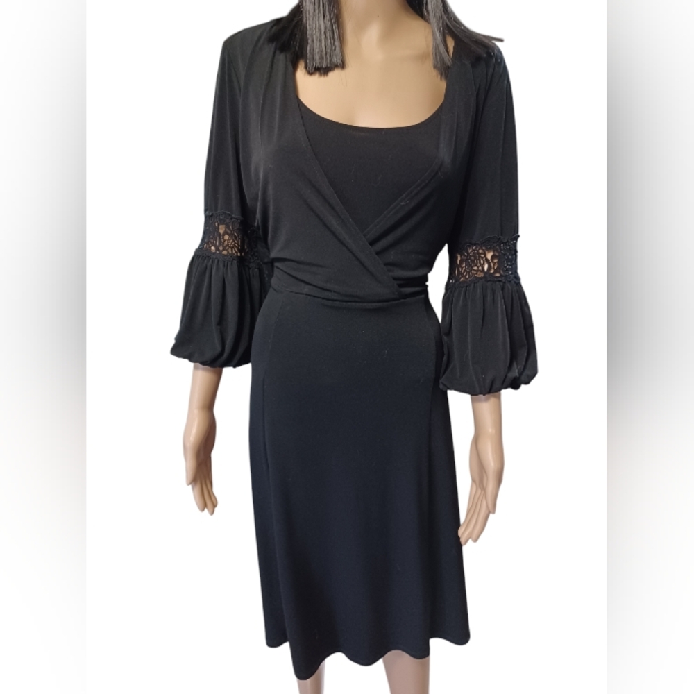 Black dress by Style & Co Crochet Sleeves Size Medium